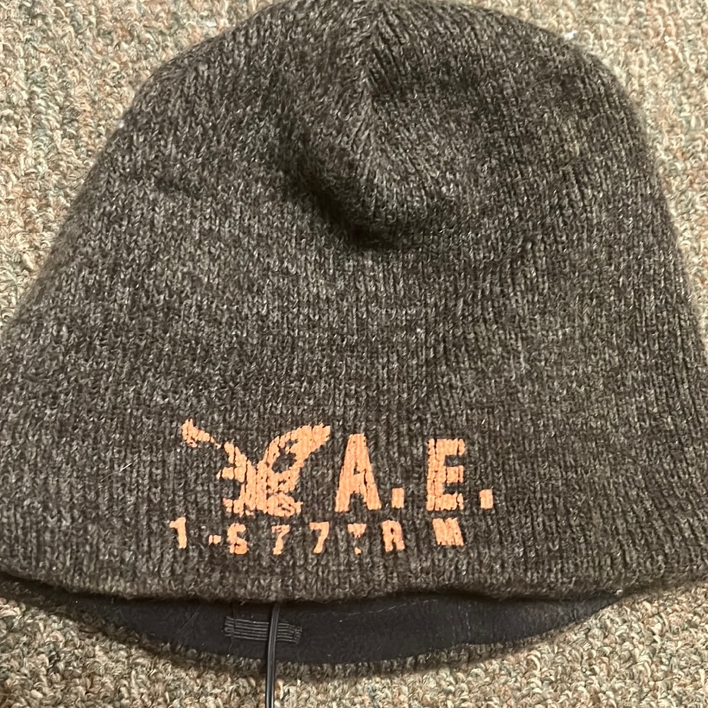 American eagle beanie a.e. Brown orange mens hat with wired headphones built in